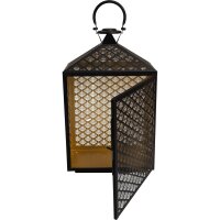 Laterne KIRA groß Metall schwarz gold rechteckig 30x16x50cm