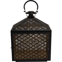 Laterne KIRA klein Metall schwarz gold rechteckig 30x16x40cm