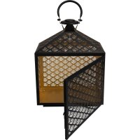 Laterne KIRA klein Metall schwarz gold rechteckig 30x16x40cm