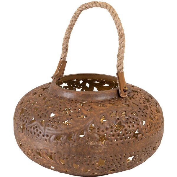 Laterne WAVE BROWN ANTIK Metall kugelförmig Ø30x18cm braun/gold