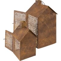 2er Laternenset BIRDHOUSE BROWN Metall Antikbraun Gold Hausstil