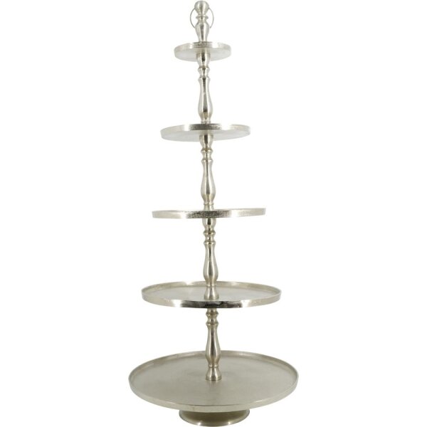 Etagere BRUSH 5-stöckig Aluminium Nickel gebürstet ø61x140cm