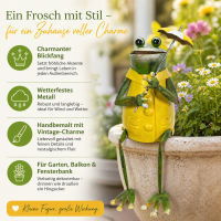 Frosch Figur Metall Kantenhocker mit Regenschirm – Gelber Mantel