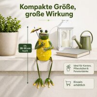 Frosch Figur Metall Kantenhocker mit Regenschirm – Gelber Mantel