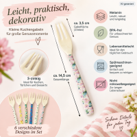 Kuchengabeln Set 14,5cm Bunt Mehrfarbig - kleine Melamin Gabeln