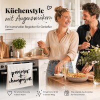 Geschirrtuch mit Spruch - Pommes + Champagner