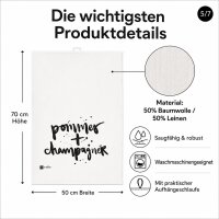Geschirrtuch mit Spruch - Pommes + Champagner