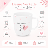 Henkelbecher aus Porzellan 0,35L - You make me Smile