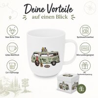 Henkelbecher aus Porzellan 0,4L - Freiheit Bully mit Geschenkverpackung