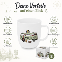 Henkelbecher aus Porzellan 0,4L - Freiheit Bully mit Geschenkverpackung