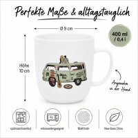 Henkelbecher aus Porzellan 0,4L - Freiheit Bully mit Geschenkverpackung