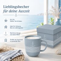 Henkelbecher aus Porzellan 0,35L - Anker Blau