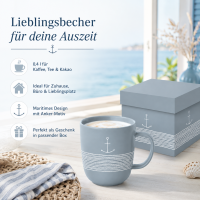 Henkelbecher aus Porzellan 0,35L - Anker Blau