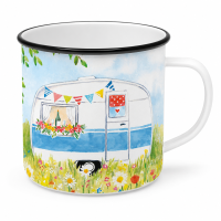 Henkelbecher aus Metall 0,3L - Happy Camping