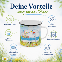 Henkelbecher aus Metall 0,3L - Happy Camping