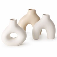 Boltze Vase Metty 3-teiliges Keramik-Vasenset Beige & Weiß