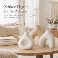 Boltze Vase Metty 3-teiliges Keramik-Vasenset Beige & Weiß