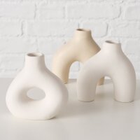 Keramik Vasen Set 3-teilig – Handgearbeitete Steingut Vasen in organischer Form, matt lasiert