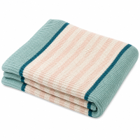 Strickdecke MELODY 130x170 cm – Kuscheldecke in Rosa, Creme & Türkis – Weiche Wohndecke aus 100 % Polyacryl