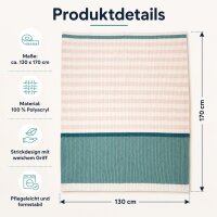 Strickdecke MELODY 130x170 cm – Kuscheldecke in Rosa, Creme & Türkis – Weiche Wohndecke aus 100 % Polyacryl