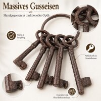 Deko Schlüsselset 21,5cm Braun Rost Gusseisen Antik für Wand und Flur