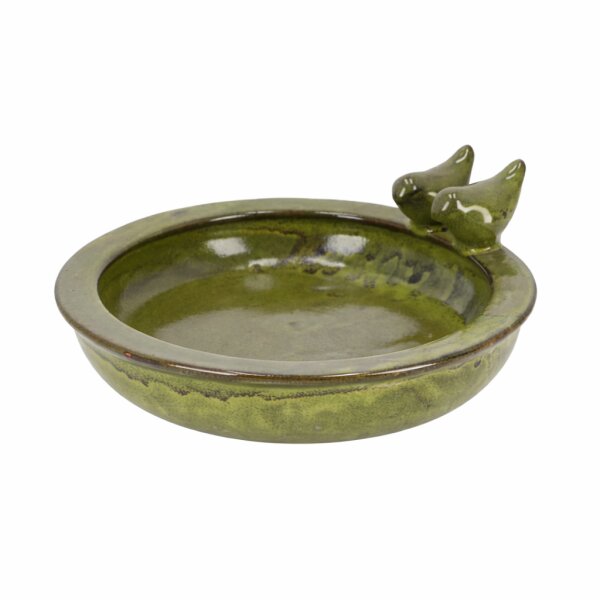 Vogeltränke rund grün – Terracotta – Wasserstelle & Badeplatz für Vögel