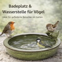 Vogeltränke rund grün – Terracotta – Wasserstelle & Badeplatz für Vögel