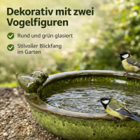 Vogeltränke rund grün – Terracotta – Wasserstelle & Badeplatz für Vögel