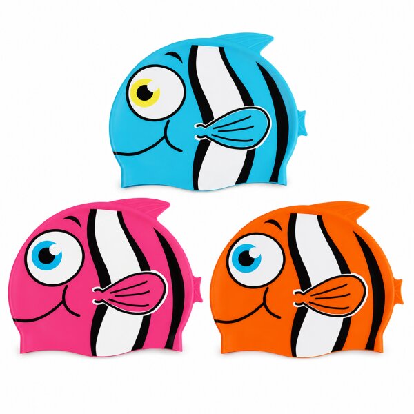 Kinder Badekappe Silikon S Bunt Clownfisch für Schwimmkurs und Bad