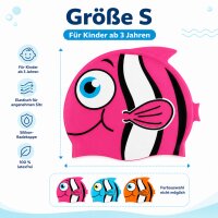Kinder Badekappe Silikon S Bunt Clownfisch für Schwimmkurs und Bad