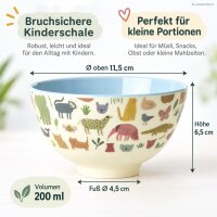 Kinderschüssel 11,5cm Creme Pastellblau - Melamin Schale Tiere 200ml