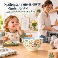 Kinderschüssel 11,5cm Creme Pastellblau - Melamin Schale Tiere 200ml