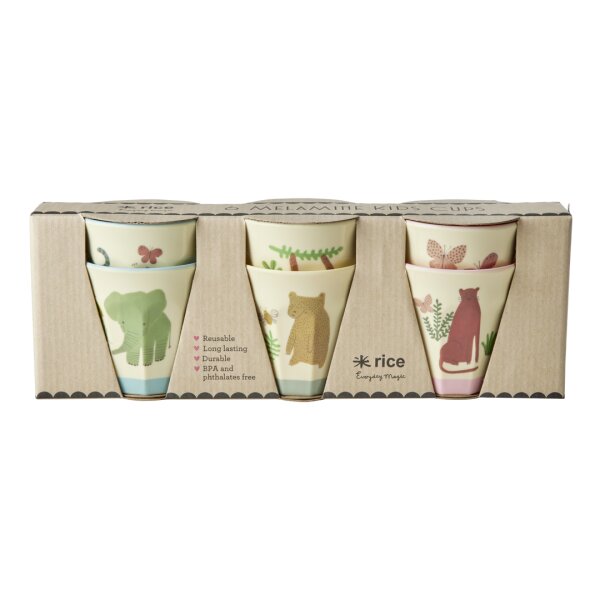 Rice Melamin 6er-SET Becher - Dschungel Motiv 160ml