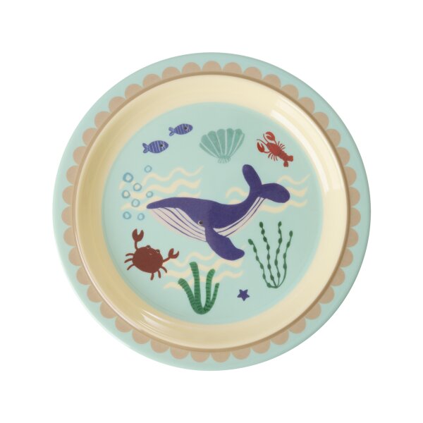 Rice Melamin Kinderteller Rund - Blue Ocean Print Ø 22cm