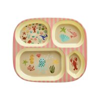 Rice Melamin Teller mit 4er-Einteilung - Coral Ocean Print