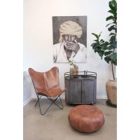 Pouf Alfredo aus Leder - Rund Antikbraun