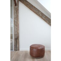 Pouf Markus aus Leder - Rund Braun