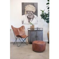 Pouf Markus aus Leder - Rund Braun