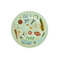 Rice Melamin Kinderteller - Soft Green Sports Print Ø 20cm