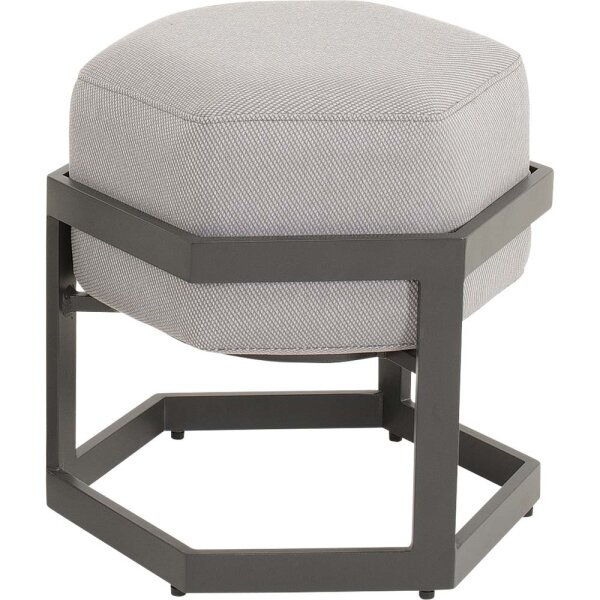 Gartenhocker mit Polster & Metallgestell in Grau