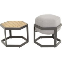 Gartenhocker mit Polster & Metallgestell in Grau