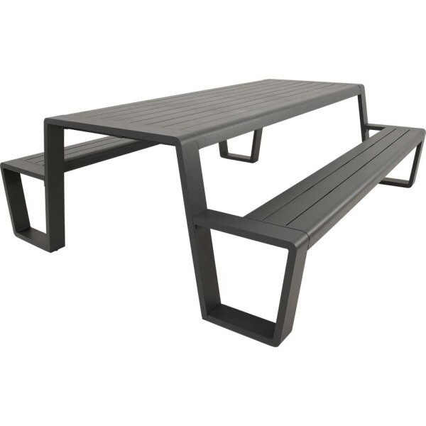 Garten-Sitzgruppe Aluminium Anthrazit – Tisch & Bänke 220 cm wetterfest
