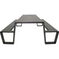 Garten-Sitzgruppe Aluminium Anthrazit – Tisch & Bänke 220 cm wetterfest