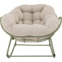 Lesliliving Schaukelstuhl Cozy Loungesessel mit Kissen Beige Grün Aluminium