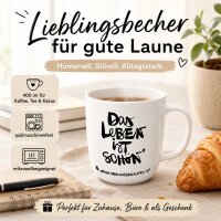 Henkelbecher aus Porzellan 0,4L - Schönes Leben