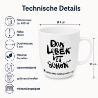 Henkelbecher aus Porzellan 0,4L - Schönes Leben