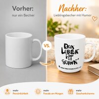 Henkelbecher aus Porzellan 0,4L - Schönes Leben