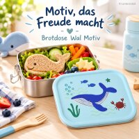 Edelstahl Lunchbox Kinder 800 ml Blau Ocean Brotdose mit Trennfach