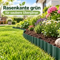 Rasenkante 15cm 9m Grün - PET Raseneinfassung für Beetkanten