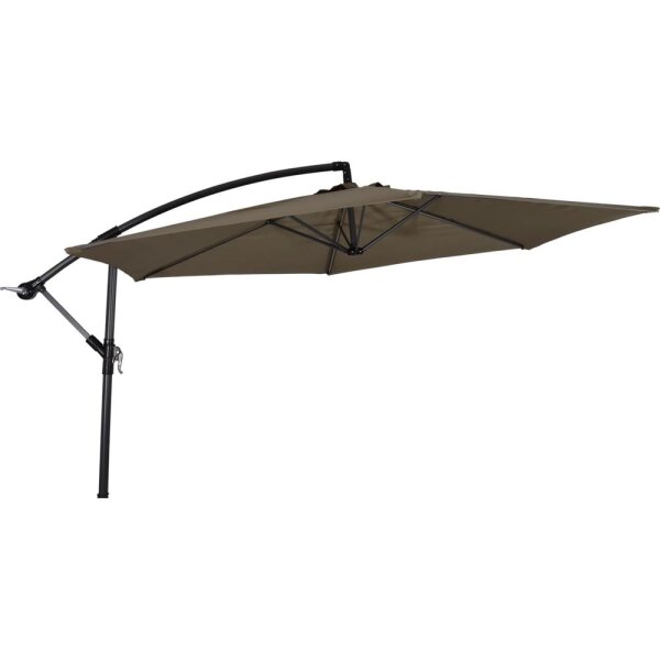 Ampelschirm GEMINI Taupe Ø 300 cm – rund, inkl. Kreuzfuß, ecru